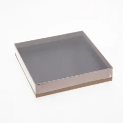 16 Choc Board Box & Clear Lid; Cappuccino